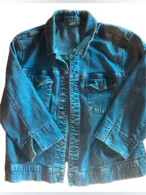 Contrast Jeans Denim Jacket – Size XL | Stretch | 3/4 Sleeve